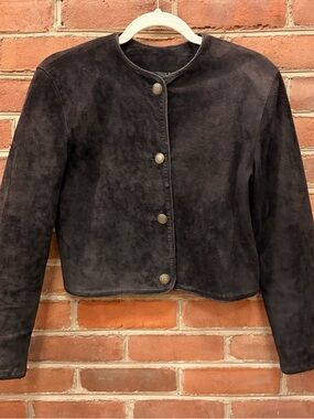 Vintage 1990’s Evan Davies Classic Black Suede Button Down Bolero Jacket